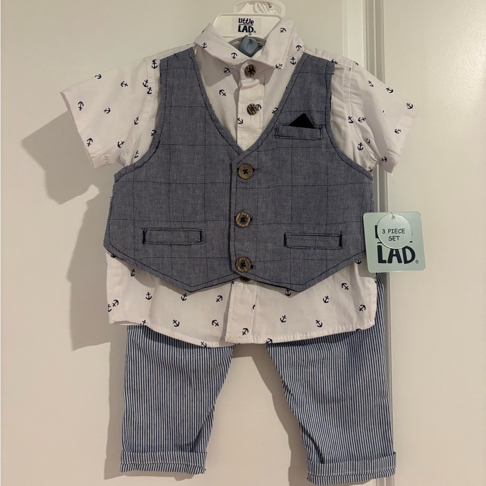LAD Navy and White Anchor Vest Set